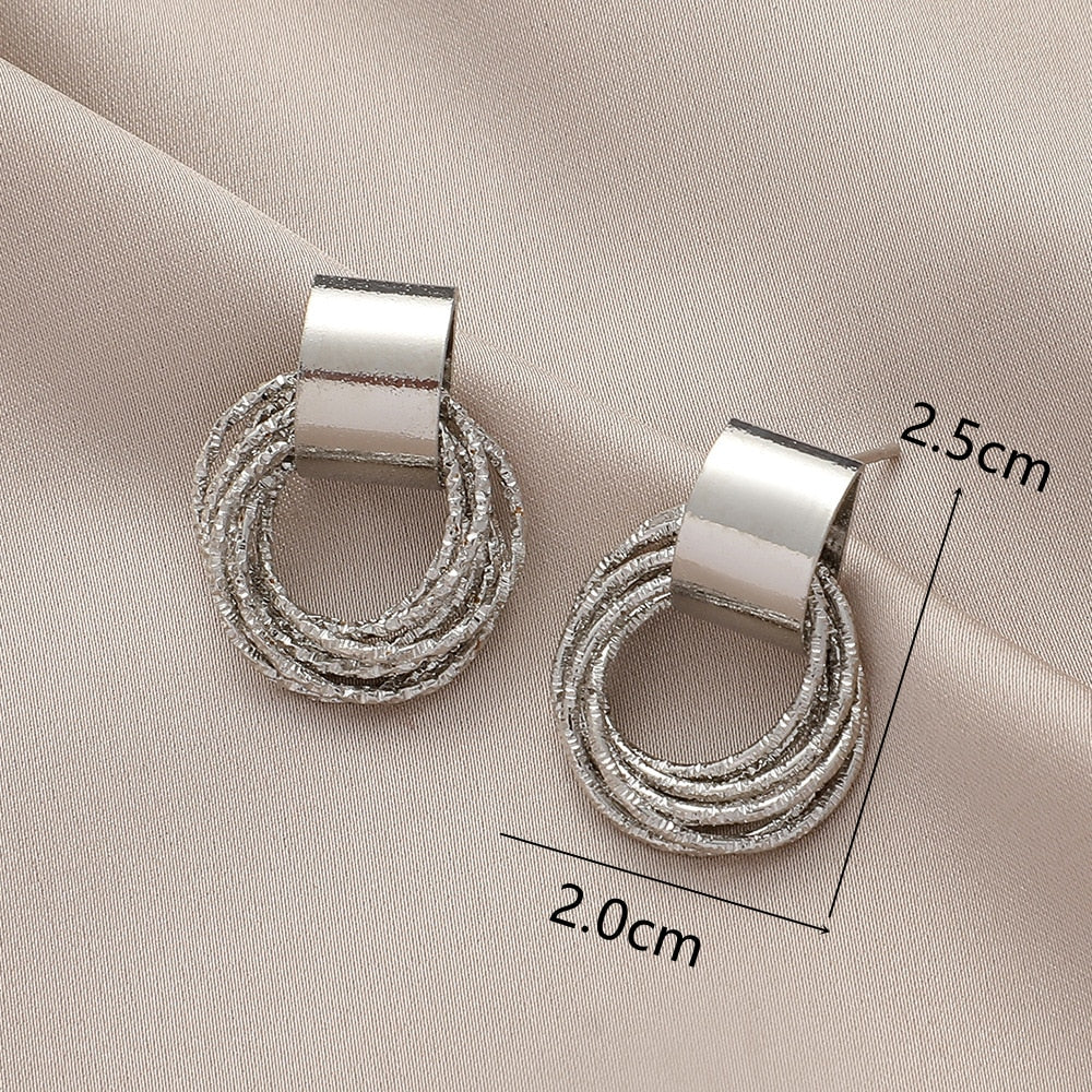 Vintage Metallic Gold Color Multiple Small Round Stud Earrings Women Korean Jewelry Fashion Wedding Party Earrings Jewelry Gifts